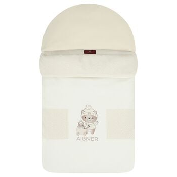 Ivory & Beige Teddy Bear Logo Baby Nest