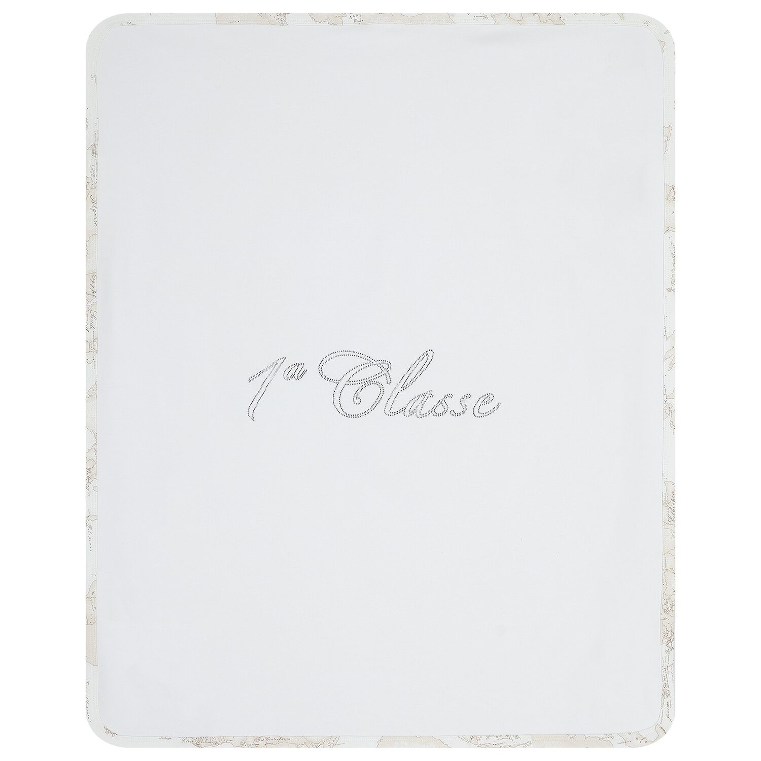 Baby Girls White Embellished Logo Blanket, 1, hi-res