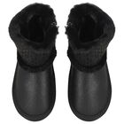 Girls Black Faux Leather Boots, 1, hi-res