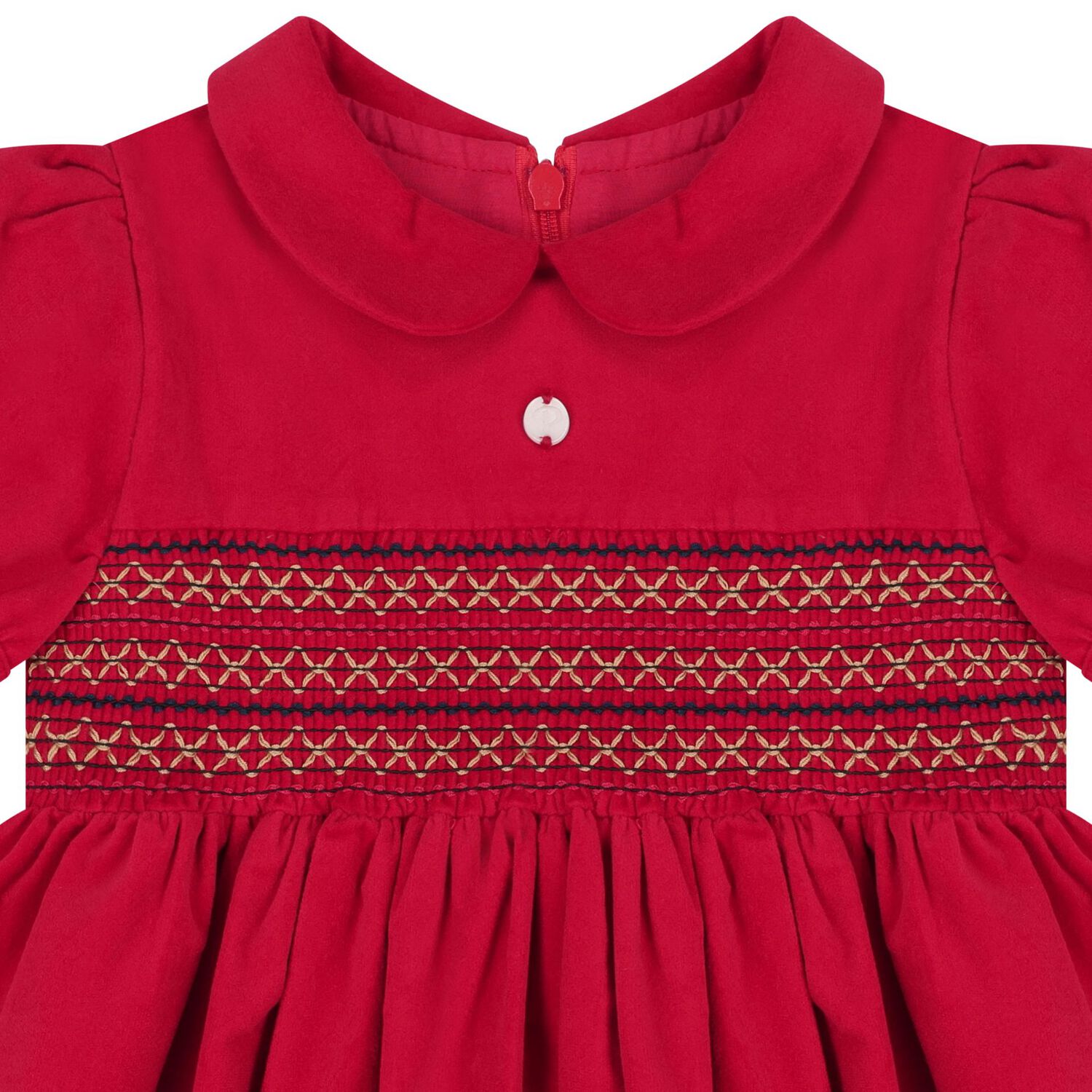 Younger Girls Red Velvet Dress, 1, hi-res