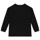 Boys Black Logo Long Sleeve Top, 1, hi-res