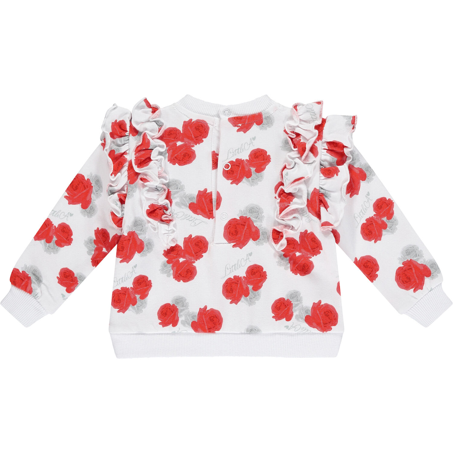 Baby Girls White & Red Roses Tracksuit, 1, hi-res