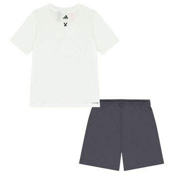 Boys White & Grey Minecraft Shorts Set