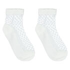 Girls White Tulle Socks, 1, hi-res
