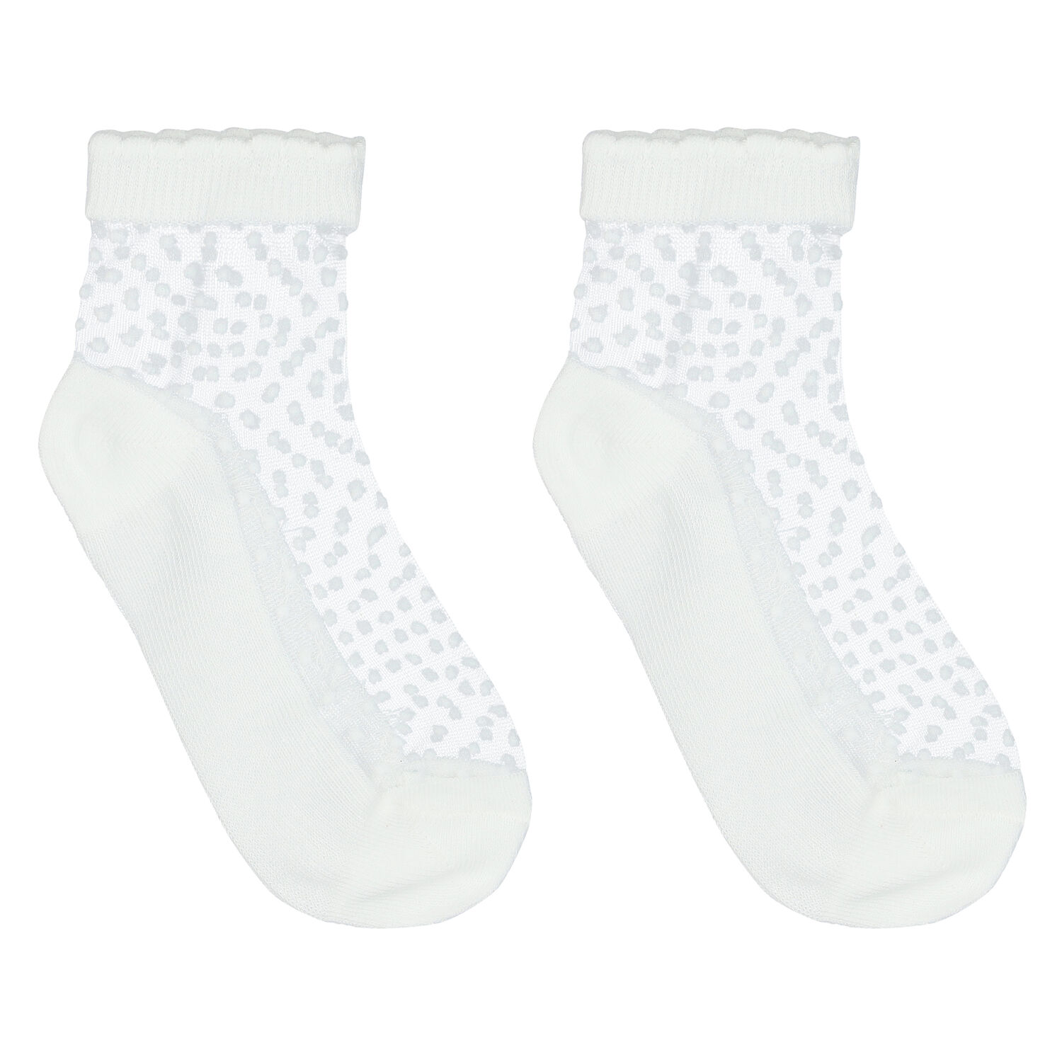Girls White Tulle Socks, 1, hi-res