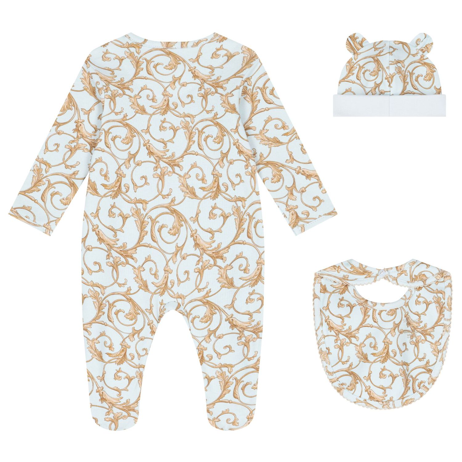 Baby Boys Blue & Gold Babygrow Gift Set (3 Piece), 1, hi-res