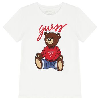 White Teddy Bear Logo T-Shirt