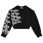 Girls Black Logo Sweatshirt, 2, hi-res