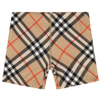 Girls Beige Check Cycling Shorts