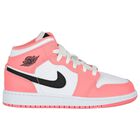 Girls Neon Pink & White Air Jordan 1 Mid Trainers, 7, hi-res