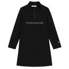 Girls Black Logo Dress, 1, hi-res