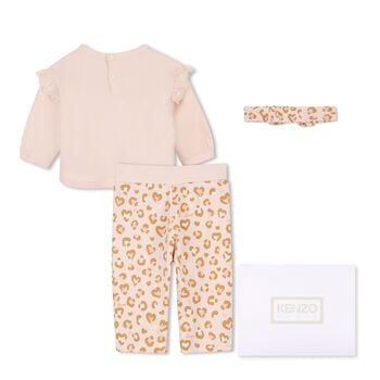 Younger Girls Pink Heart Leggings Set