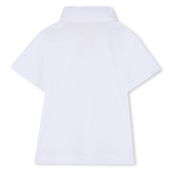 Younger Boys White logo Polo Shirt