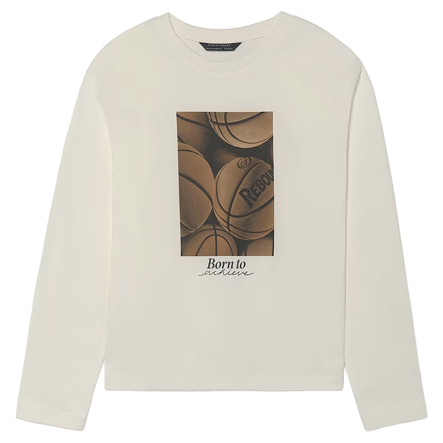 Boys Ivory Basketball Long Sleeve Top, 1, hi-res