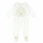 Baby Girls White & Gold Babygrow, 1, hi-res