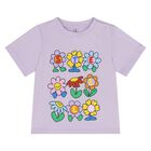 Younger Girls Purple Flower T-Shirt, 1, hi-res
