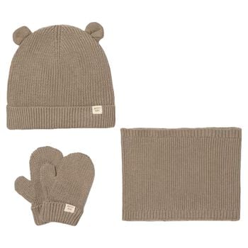 Younger Beige Knitted 3 Piece Hat Set