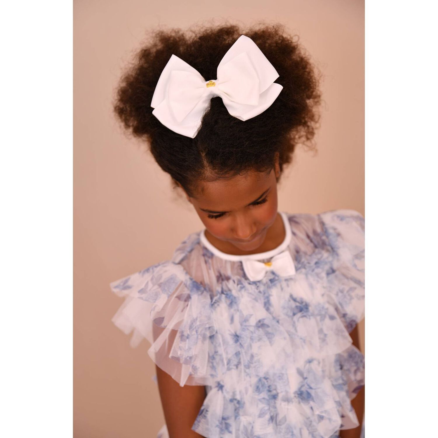 Girls White Bow Hairclip, 1, hi-res