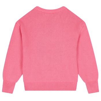 Girls Pink Tiger Logo Knitted Jumper