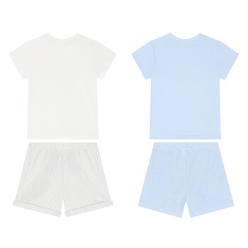 Baby Boys White & Blue Shorts Set ( 2-Pack )