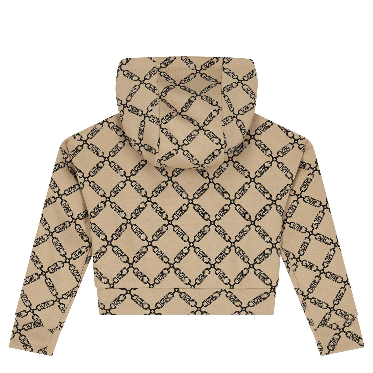 Girls Beige Logo Hooded Zip Up Top, 1, hi-res image number null