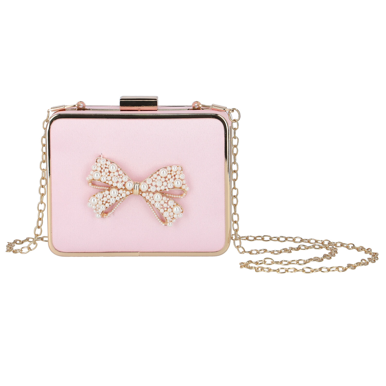 Girls Pink & Gold Embellished Satin Bag, 1, hi-res image number null