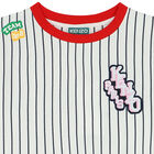 Girls White Logo Striped Dress, 1, hi-res