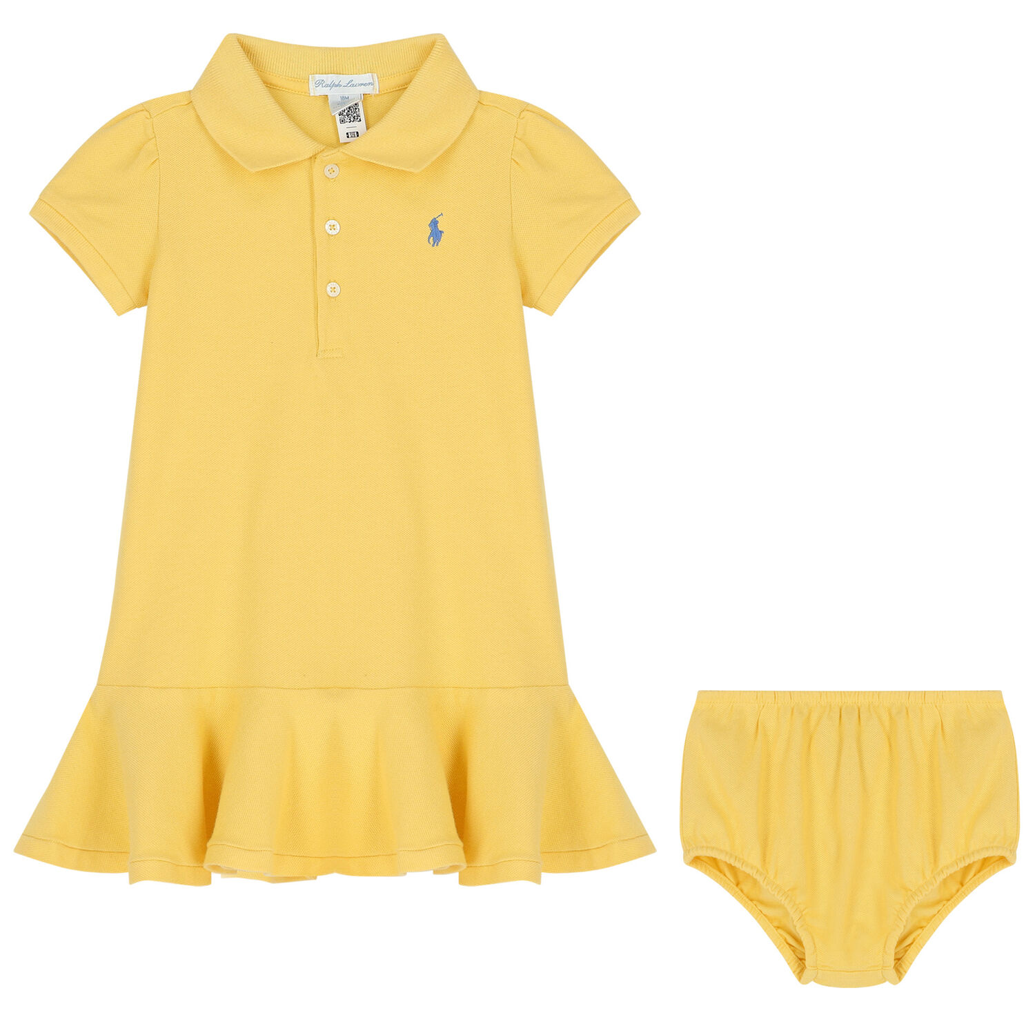 Baby Girls Yellow Logo Polo Dress Set, 1, hi-res
