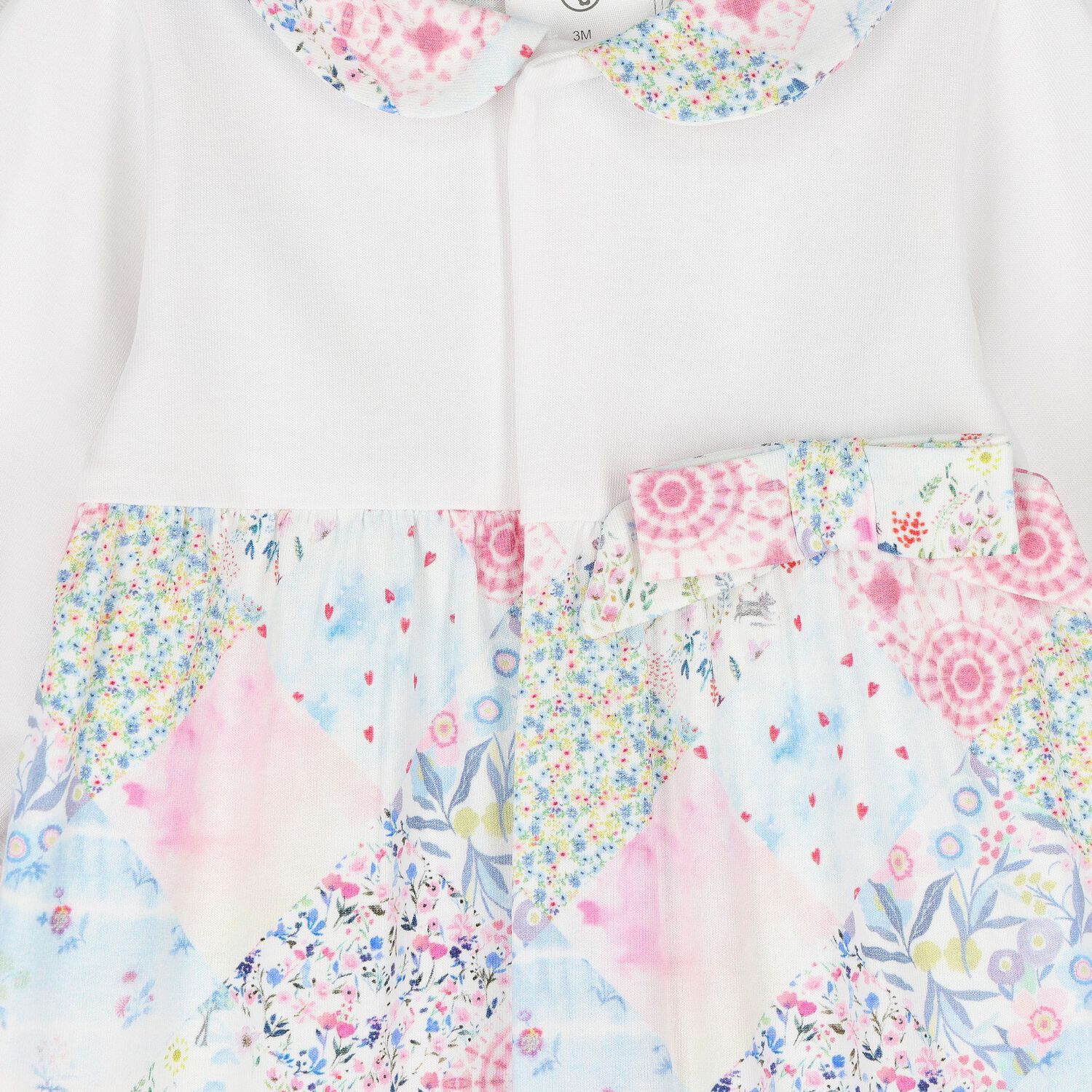 Baby Girls White & Pink Floral Babygrow, 1, hi-res