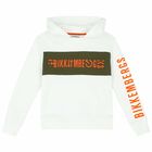 Boys White Logo Hoodie Top, 1, hi-res