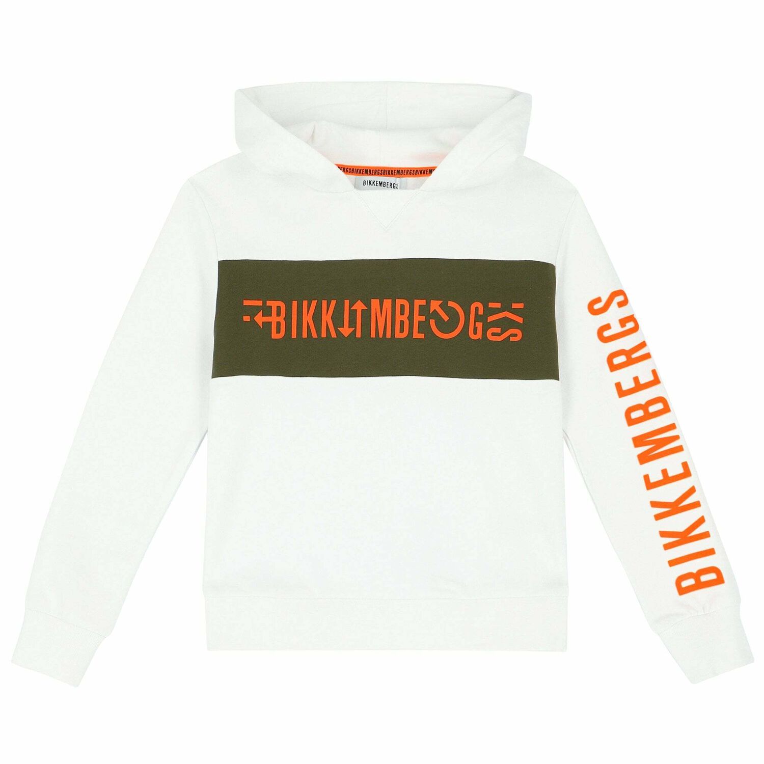 Boys White Logo Hoodie Top, 1, hi-res