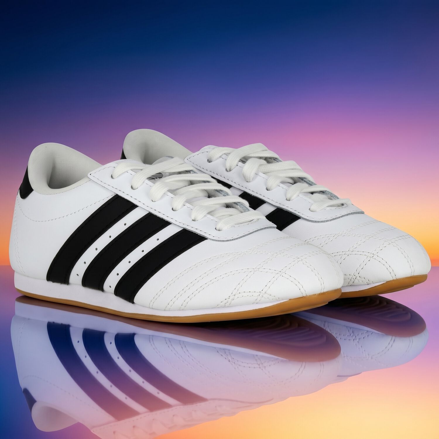 White & Black Logo Taekwondo Lace Trainers, 1, hi-res
