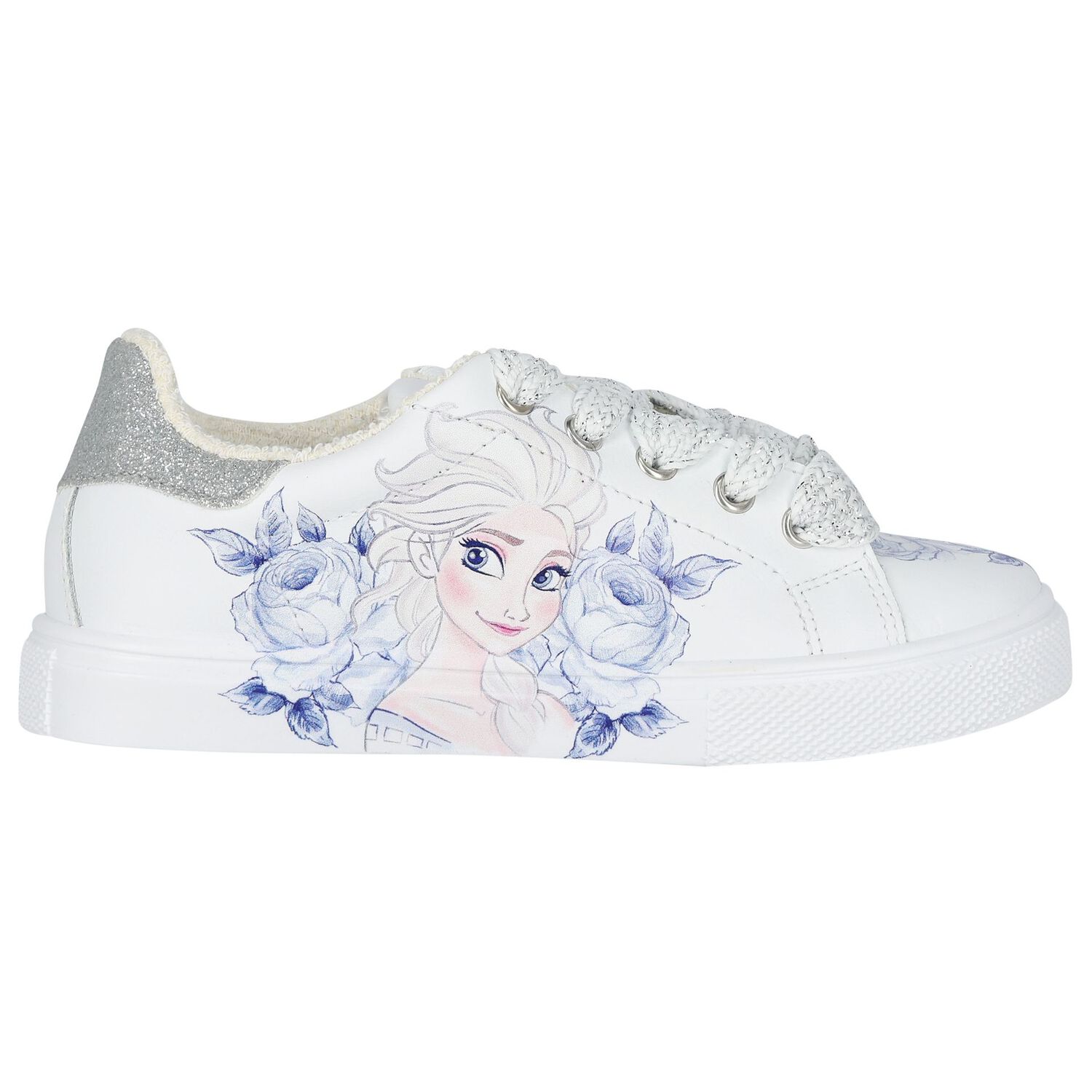 Girls White & Blue Disney Logo Trainers, 1, hi-res image number null
