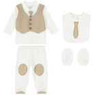 Baby Boys Ivory & Beige 4-Piece Set, 1, hi-res