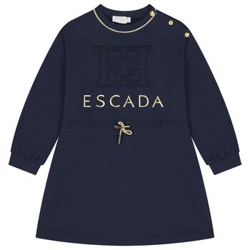 Girls Navy Blue Logo Dress