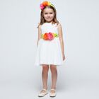 Girls White Flower Dress, 1, hi-res