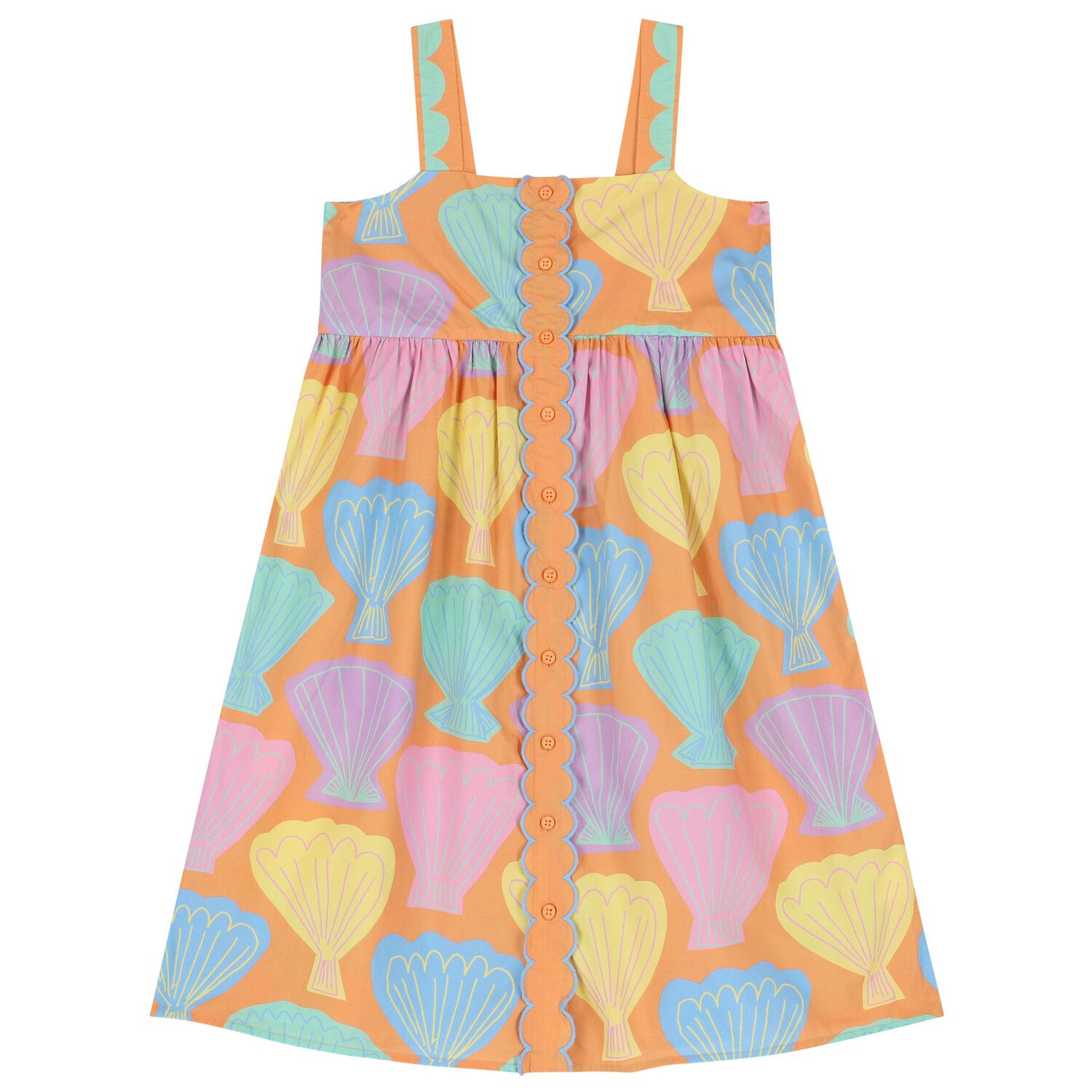 Girls Orange Shell Dress, 1, hi-res