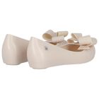 Girls Beige Bow Jelly Shoes, 1, hi-res