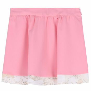 Younger Girls Pink & Ivory Geo Map Skirt