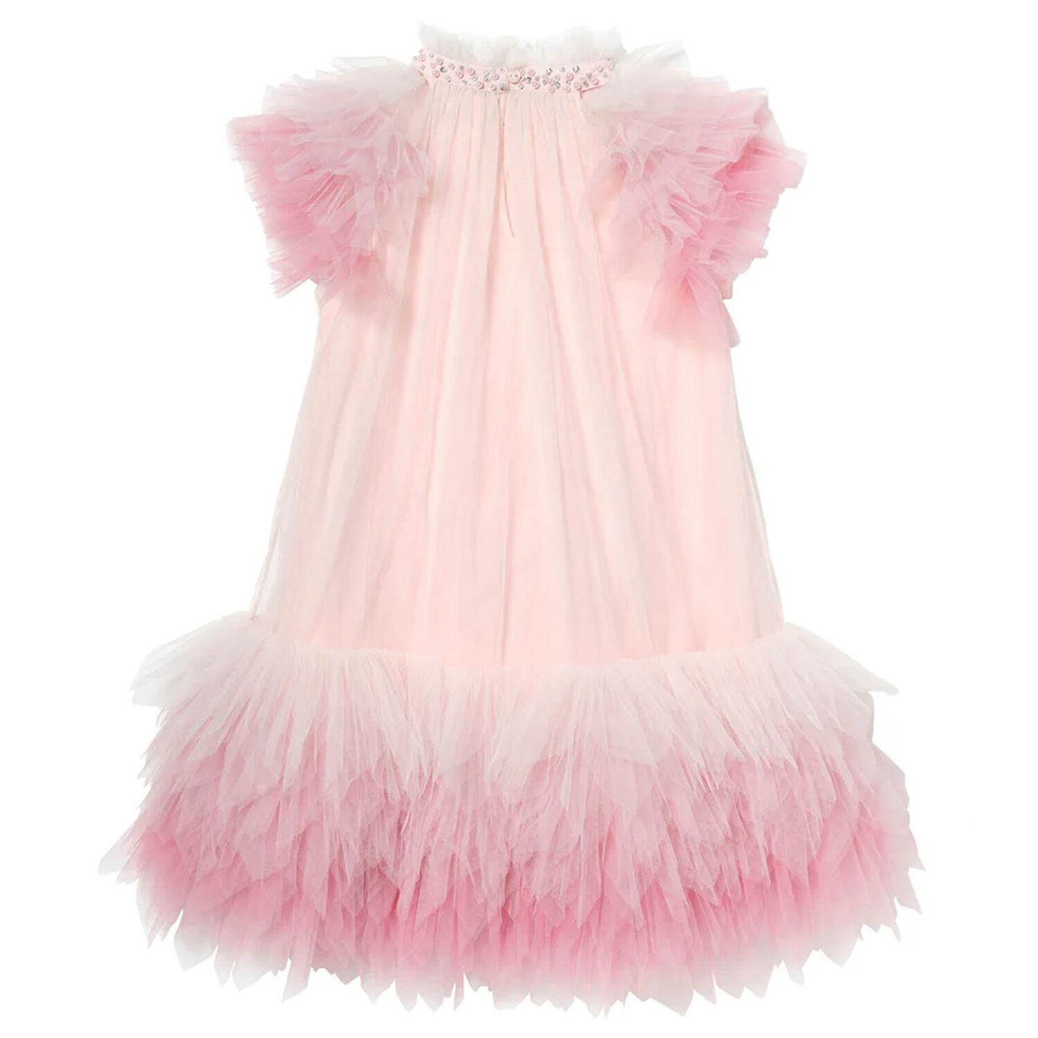Girls Pink Embellished Tulle Dress, 1, hi-res