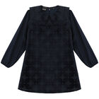 Girls Navy Velvet Dress, 1, hi-res