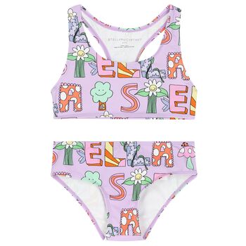 Girls Purple Floral Bikini