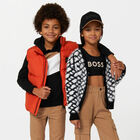 Boys Black Logo Hooded Top, 1, hi-res