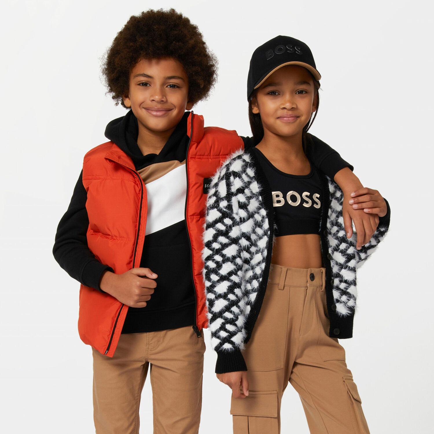 Boys Black Logo Hooded Top, 1, hi-res