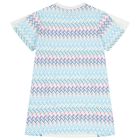 Girls White & Blue Zigzag Dress, 1, hi-res