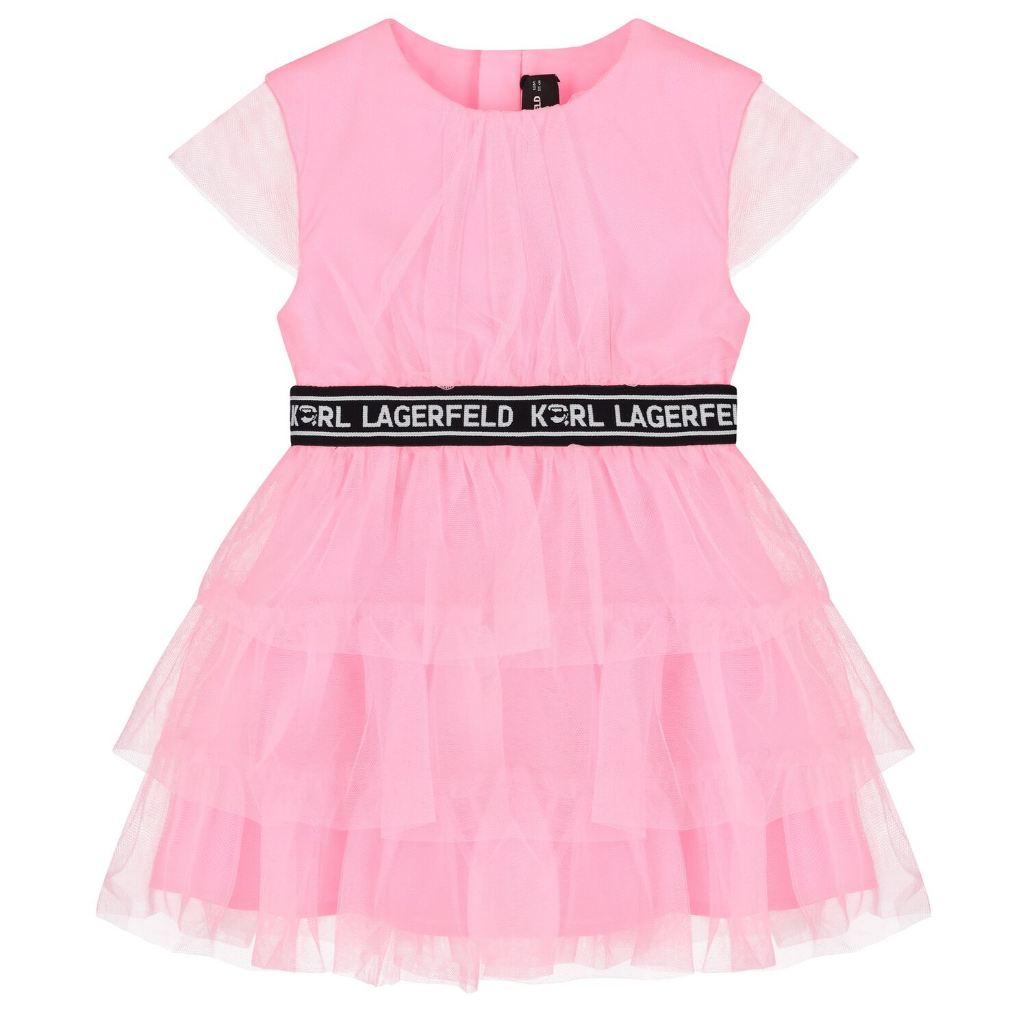 Girls Pink Logo Tulle Dress, 1, hi-res
