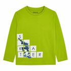 Boys Green Skater Long Sleeve Top, 1, hi-res