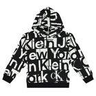 Boys Black & White Logo Hooded Top, 1, hi-res