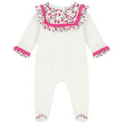 Baby Girls White & Pink Liberty Babygrow, 1, hi-res