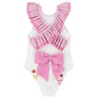 Girls White & Pink Cupcake Swimsuit, 1, hi-res